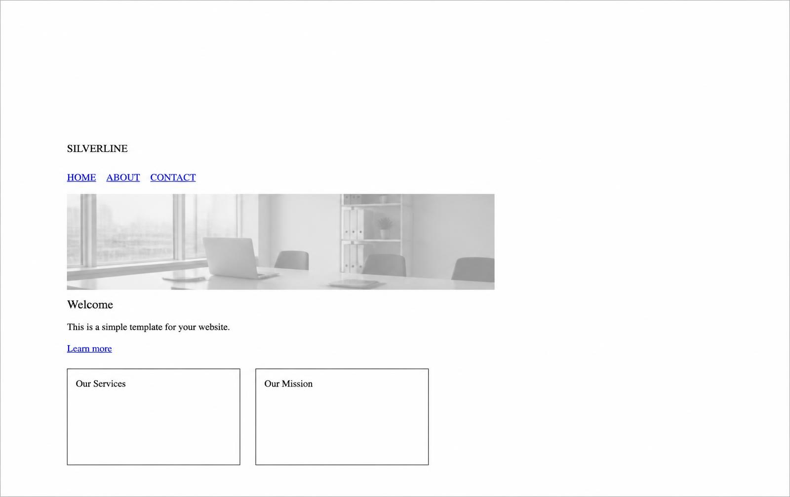 A generic template website with sparse content and weak layout